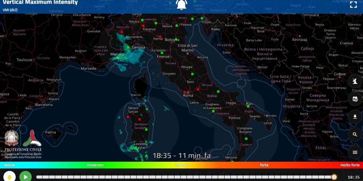 Piattaforma Radar-DPC della Protezione Civile