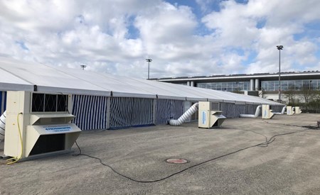 POLYGONVATRO klimatisiert Lagerzelte für Desinfektionsmittel