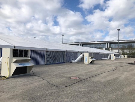 POLYGONVATRO klimatisiert Lagerzelte für Desinfektionsmittel