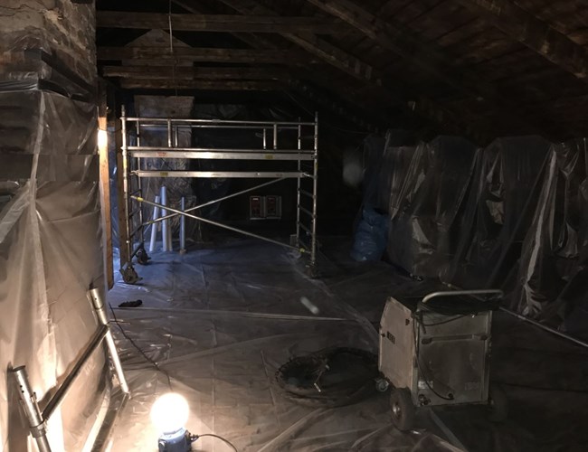 Isblästring av vind efter brand