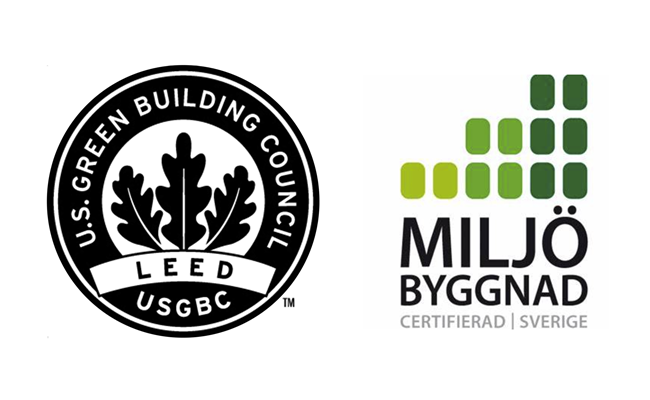 Polygon är medlem i råd för Leed och Miljöbyggnad - miljöcertifiering